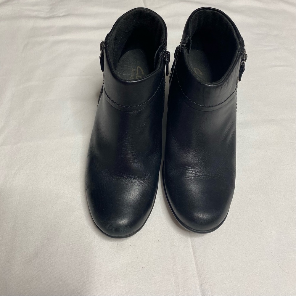 Clarks Black Leather Ankle Boots, Size 5